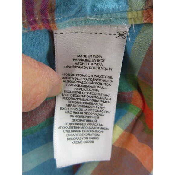 Ralph Lauren Shirt Medium Indian Madras Plaid Yellow Pony Button Down - Picture 12 of 13